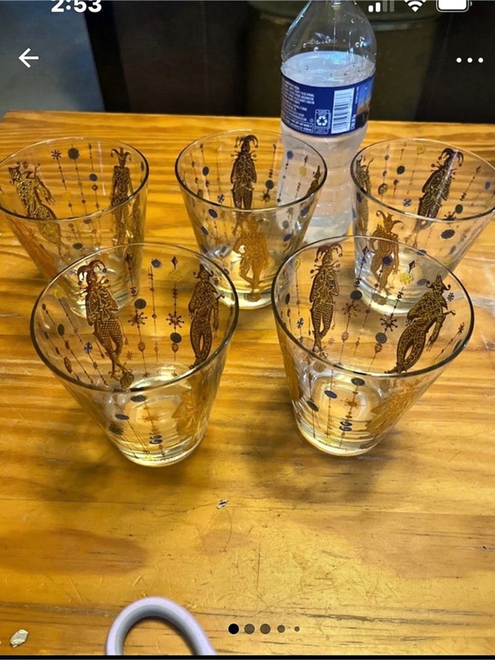 Gold & Clear Geometric Drinking Glasses Set of 5.
Mardi Gras Jester